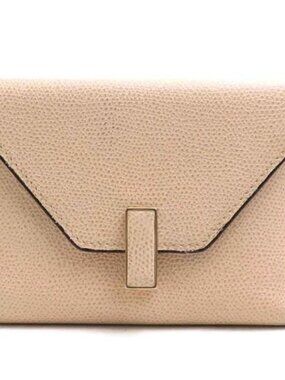 Auth Valextra Trifold Wallet Beige Leather/Goldtone - h31777a